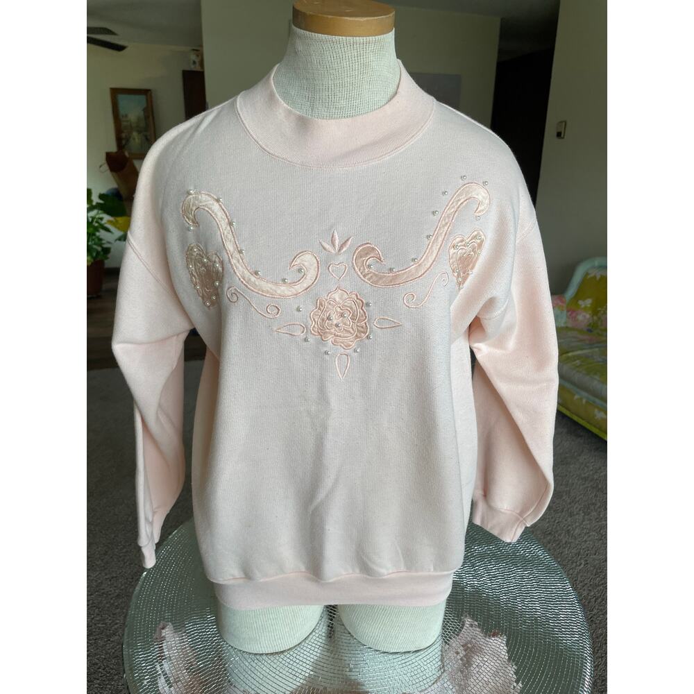 vintage precious knits sweatshirt pastel pink Small